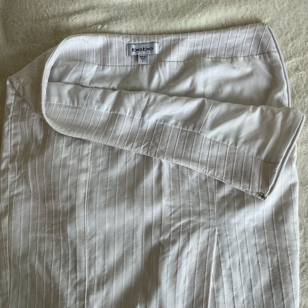 Bebe Ivory Pinstripe Skirt